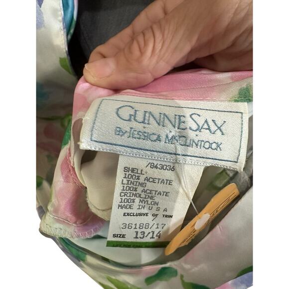 Jessica McClintock for Gunne Sax Pastel Floral Backless Dress Size 14 80s 90s - Picture 4 of 12